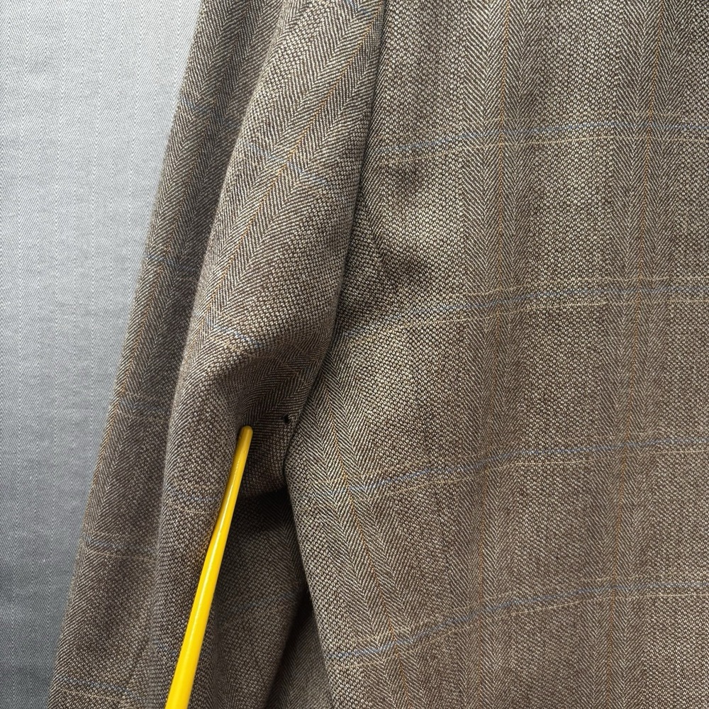 Lauren Ralph Lauren Mens 43R Tweed Blazer Coat Brown Plaid Windowpane 100% Wool - Picture 15 of 16
